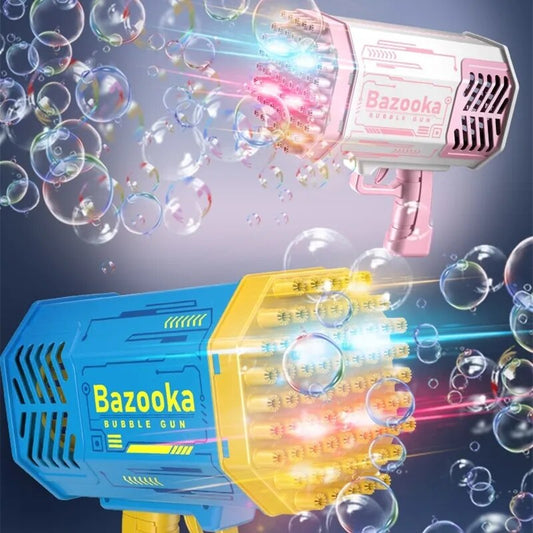 Bubble Gun Rocket 69 Hole Soap Bubble Machine Christmas Gift Gun Shape Automatic Blower With Light Children's Toys